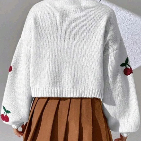 Cherry Pattern Drop Shoulder Duster Cardigan - Picture 2 of 7